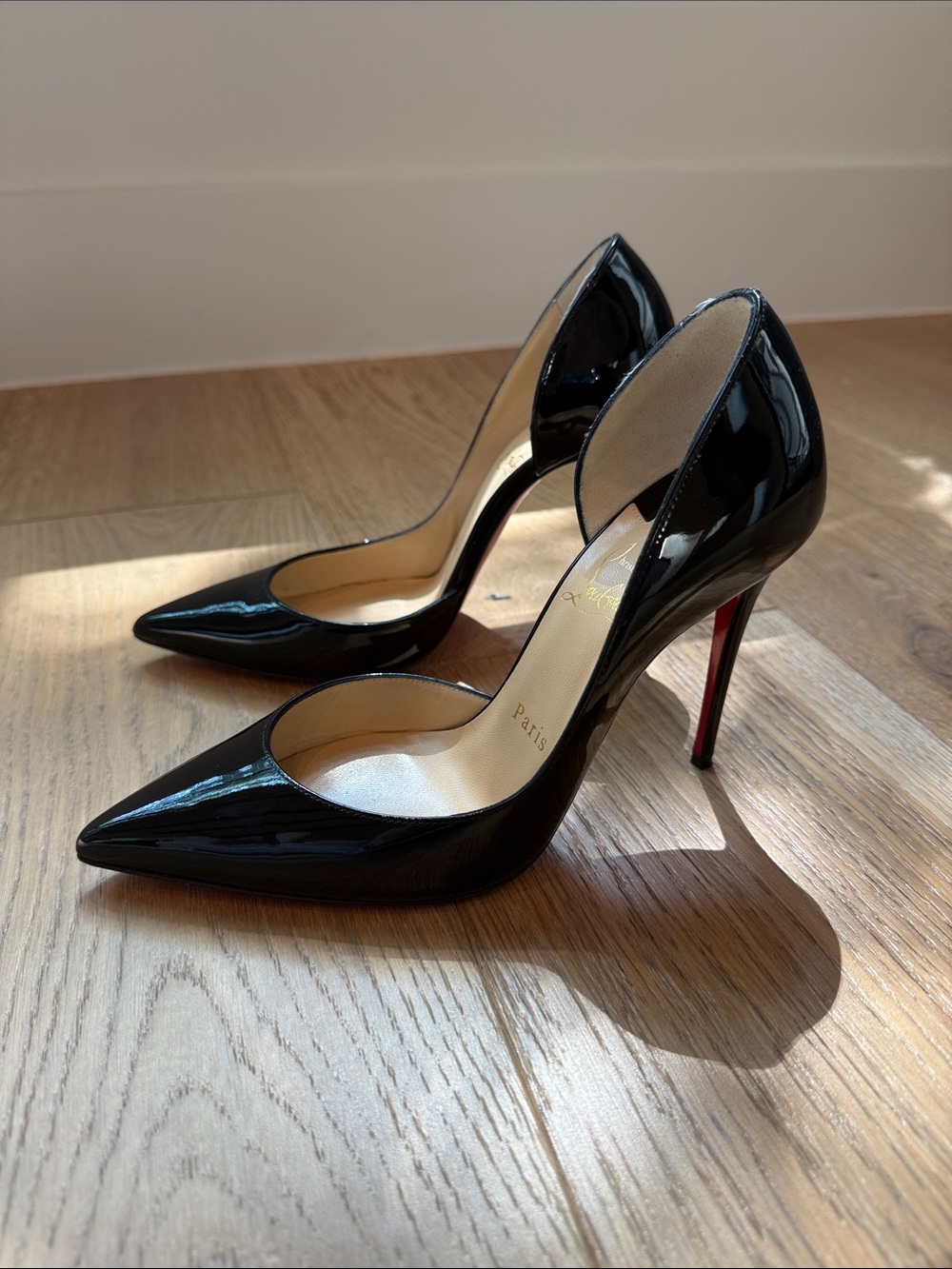 Christian Louboutin Iriza 100mm Black Patent Pointed Stiletto Pumps